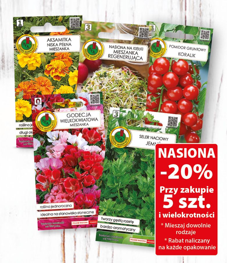 Nasiona -20% przy zakupie 5 szt. i wielokrotności