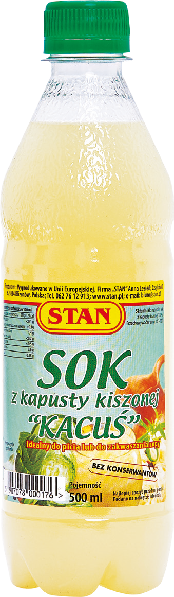 Sok z kapusty kiszonej Kacuś Stan 0,5l widok 1