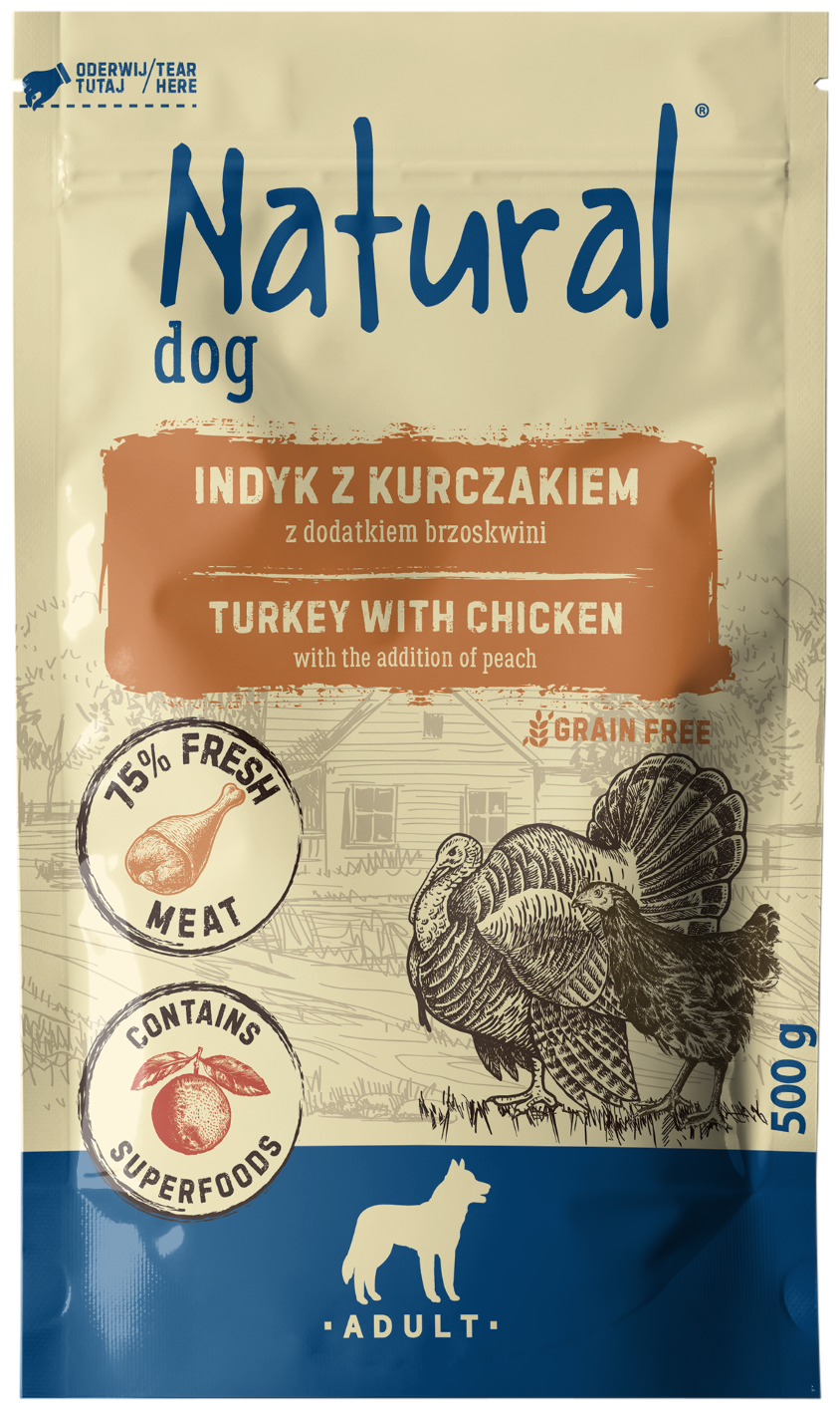 Karma dla psa mokra indyk brzos Pupil Natural 500g widok 1