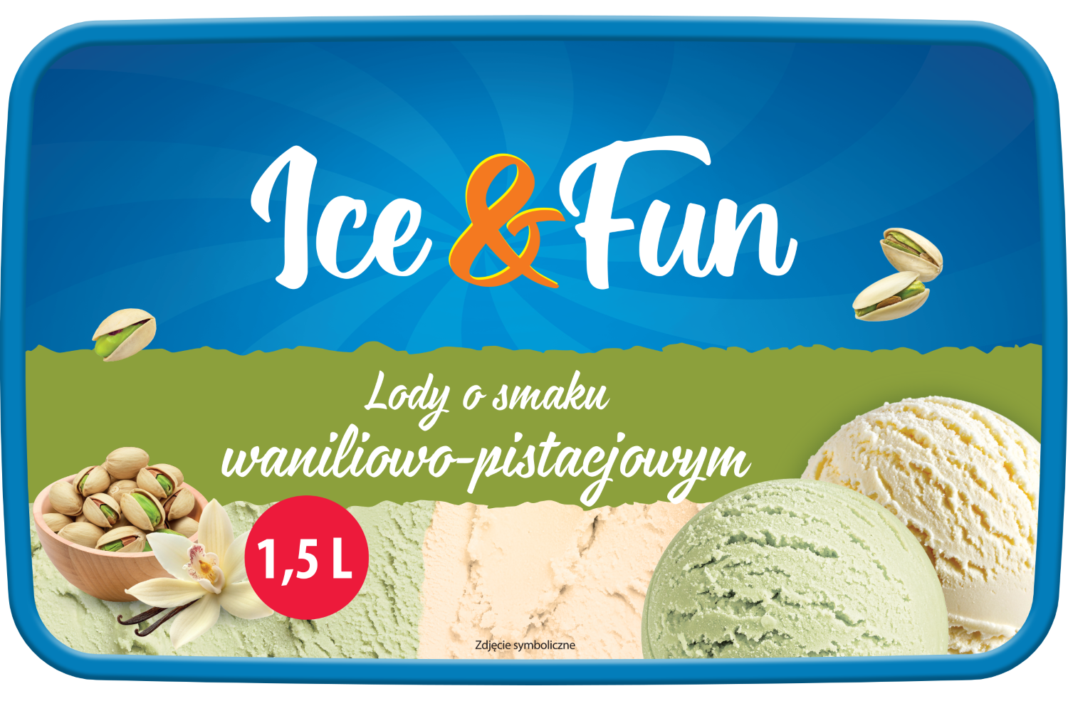 Lody waniliowo pistacjowe Ice&Fun 1,5l widok 1