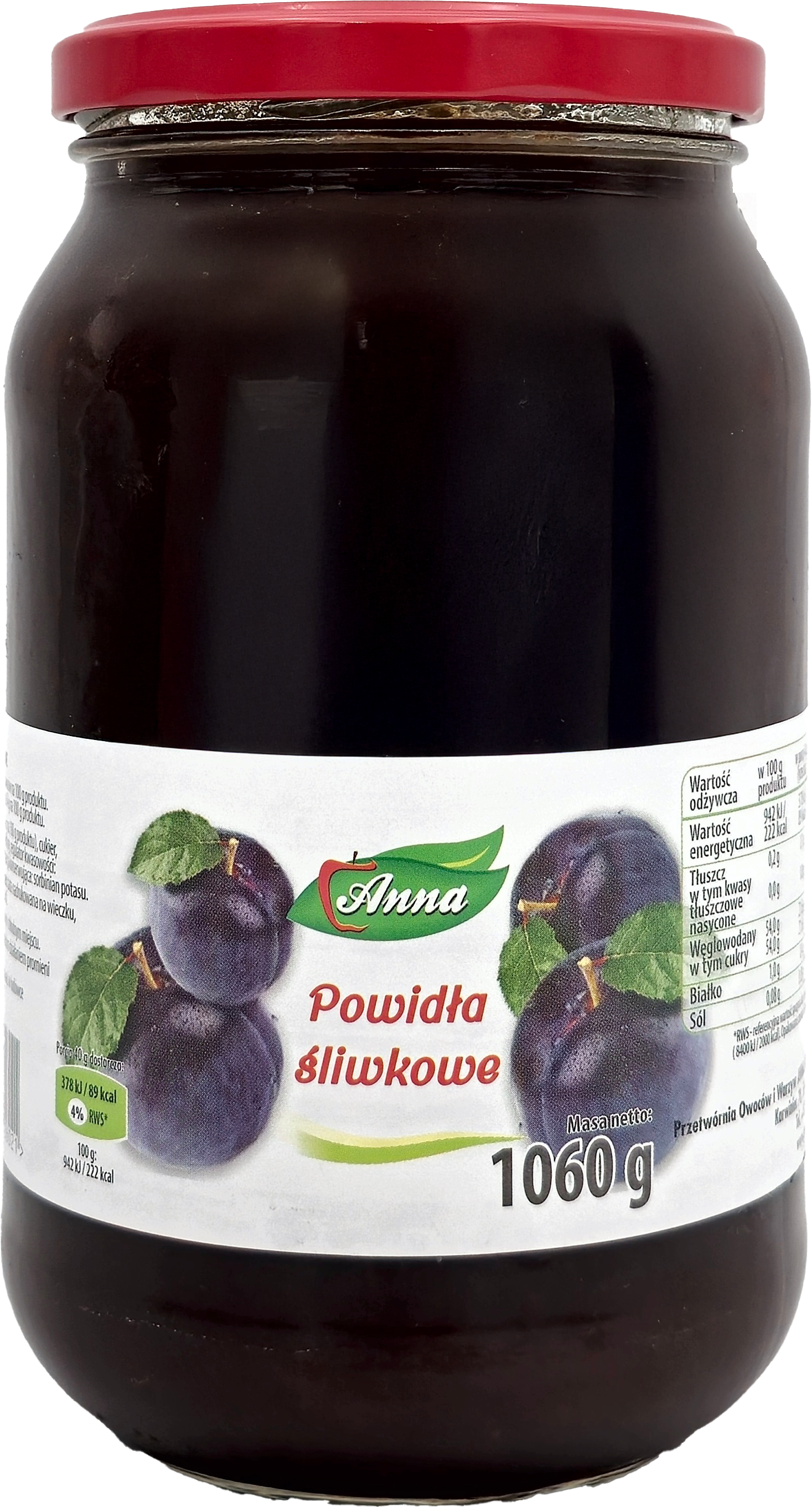 Powidła śliwkowe Anna 1,06kg widok 1