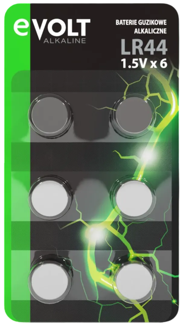 Zdjęcie produktu - Baterie alkaliczne Lr44 E-Volt 6szt