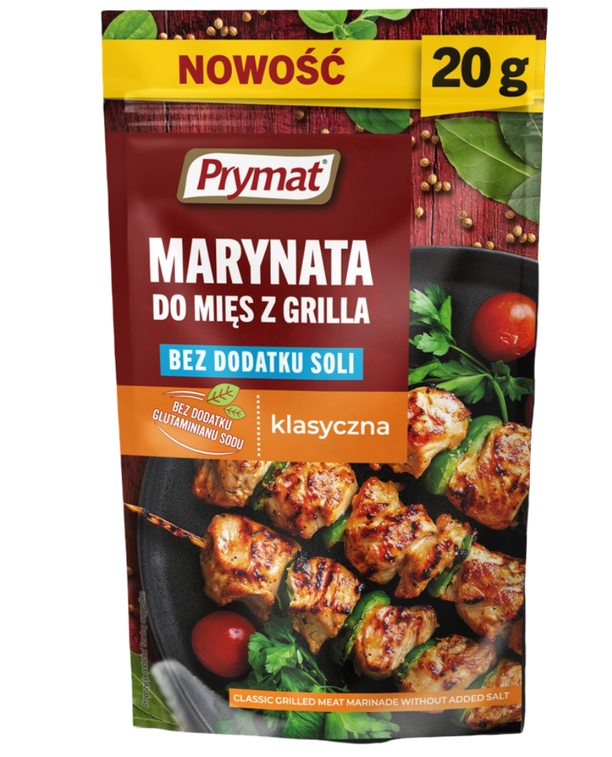 Marynata do mięs z grilla bez soli Prymat 20g widok 1
