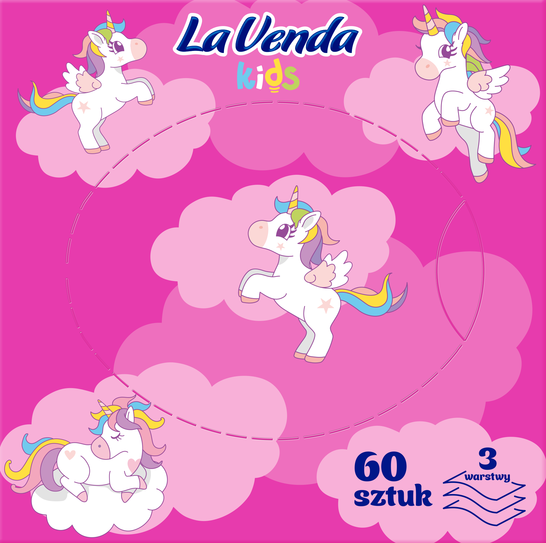 Chusteczki hig. Lavenda kids kostka 3w 60szt widok główny