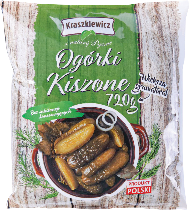 Ogórki kiszone Kraszkiewicz 720/420g widok 1