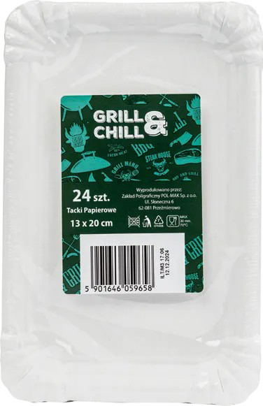 Tacki papierowe prostokątne Grill&Chill 24szt widok 1