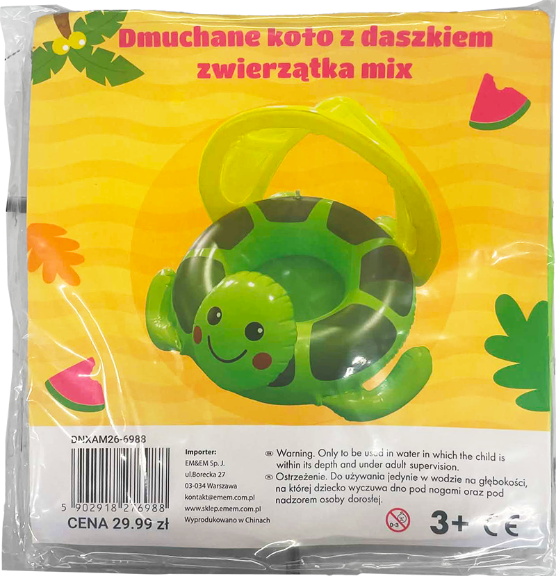 Koło nadmuchiwane z daszkiem zwierzątka mix D26 widok 1