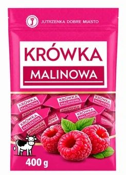 Zdjęcie produktu - Cukierki krówka malinowa Jutrzenka 400g