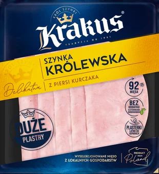 Zdjęcie produktu - Szynka królewska z piersi kurczaka Krakus 120g