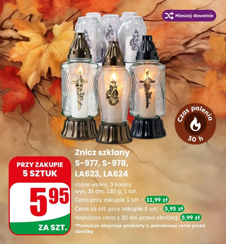 Banner na Wszystkich Świętych, Znicze, Wkłady