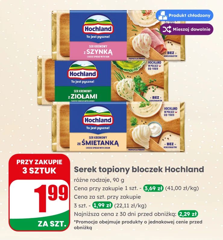 Produkty chłodzone kabanosy sery topione sery żółte masła masło
