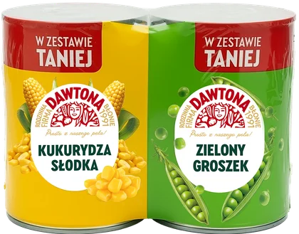 Zdjęcie produktu - Zestaw kukuryd 400/220g + groszek 400/240g Dawtona