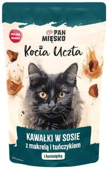 Zdjęcie produktu - Karma dla kota mokra makrela tuńcz Kocia Uczta 85g