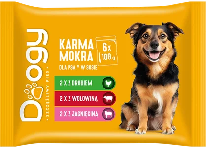 Karma dla psa mokra woło/kurcz/jagnię Doogy 6x100g widok 1