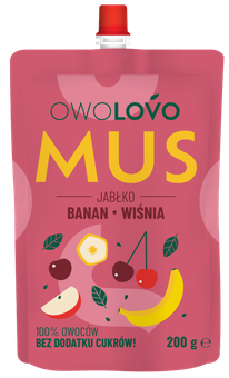 Mus jabłko banan wiśnia Owolovo 200g widok 1