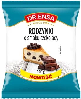 Zdjęcie produktu - Rodzynki o smaku czekolady Dr. Ensa 100g