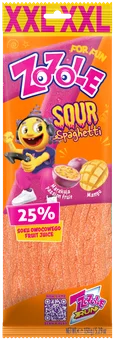 Zdjęcie produktu - Żelki Zozole sour spaghetti mango marakuja 150g