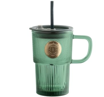 Kubek szklany z przykrywką i słomką 420ml widok 1
