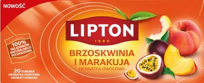 Zdjęcie produktu - Herbata owocowa brzoskwinia marakuja Lipton 20x2g