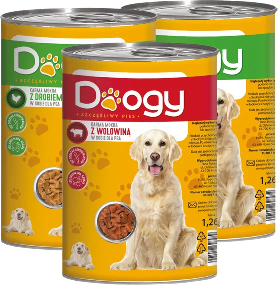 Karma dla psa mokra z wołowiną Doogy 1,26kg widok 1