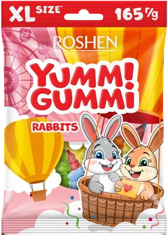 Zdjęcie produktu - Żelki yummi gummi króliczki Roshen 165g
