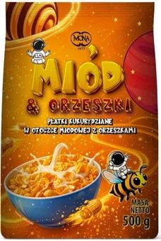 Zdjęcie produktu - Płatki kukurydziane miód orzeszki Mona 500g