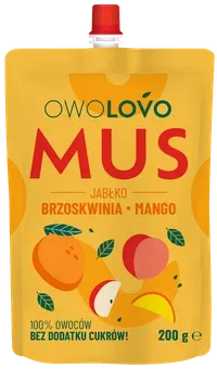 Zdjęcie produktu - Mus jabłko brzoskwinia mango Owolovo 200g