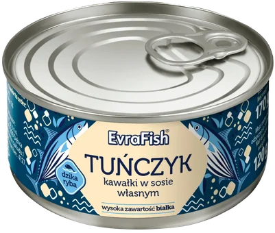 Tuńczyk kawałki w sosie własnym Evrafish 170g/120g widok 1