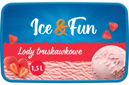 Zdjęcie produktu - Lody truskawkowe Ice&Fun 1,5l