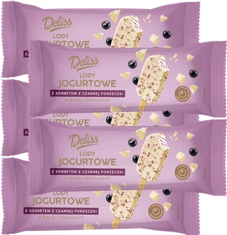 Zdjęcie produktu - Lody na patyku jog. z sor. czar. porz Delis