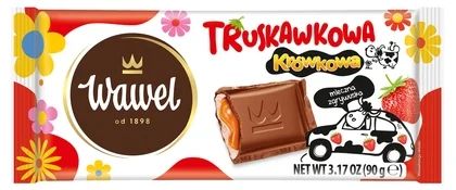 Zdjęcie produktu - Czekolada truskawkowa krówkowa Wawel 90g