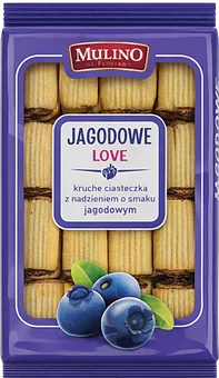 Zdjęcie produktu - Ciastka kruche z nadz jagodowym Mulino 600g