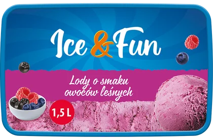Zdjęcie produktu - Lody o sm. owoców leśnych Ice&Fun 1,5l