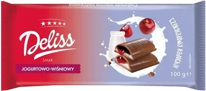 Czekolada mleczna jogurtowo wiśniowa Deliss 100g widok 1