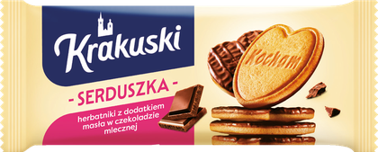 Ciastka serduszka maślane w czekol. Krakuski 171g widok główny 