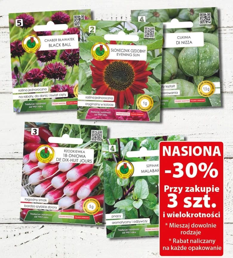 Nasiona -30% przy zakupie 3 szt. i wielokrotności