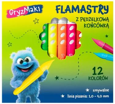 Flamastry z pędzelkową końców. Gryzmaki 12kol SZ26 widok 1