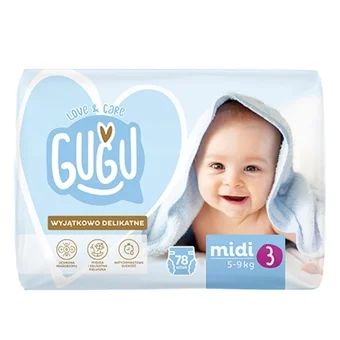 Pieluchy 3 midi 5-9kg L&C Gugu 78szt widok główny 