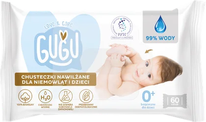 Chusteczki nawilżane 99% wody Gugu 60szt widok 1