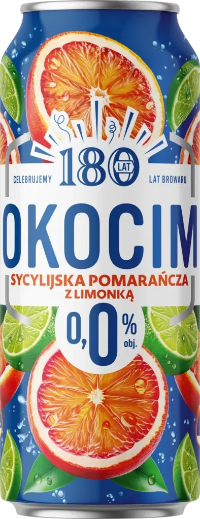 Piwo Okocim pomarańcza limonka 0,5l 0% puszka widok 1