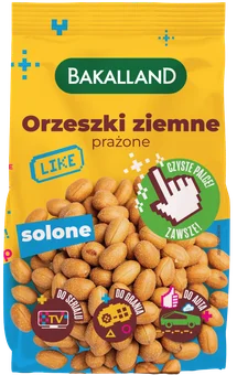 Zdjęcie produktu - Orzeszki ziemne prażone solone Bakalland 200g