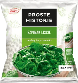 Szpinak liście Proste Historie 500g widok główny 
