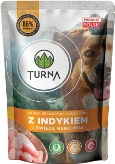Zdjęcie produktu - Karma dla psa mokra z indykiem Turna 500g