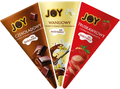 Lody rożek wan./czek./trus. z polewą Joy 120ml mix widok 3