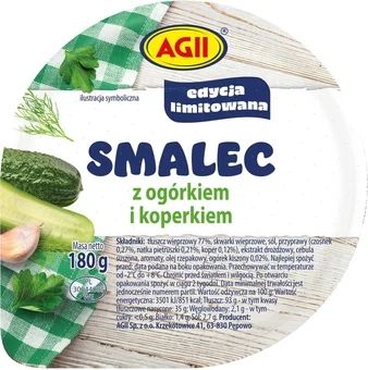 Zdjęcie produktu - Smalec z susz. pomidorami/ogórkiem Agii 180g mix