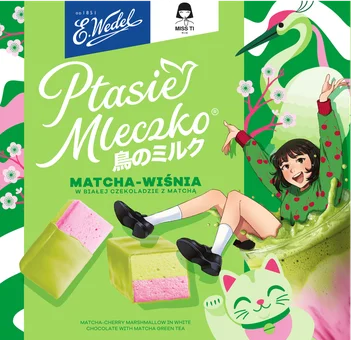 Ptasie Mleczko matcha wiśnia Wedel 340g widok 1