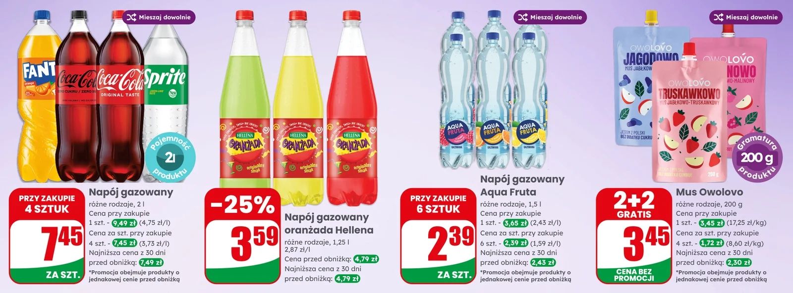 BANNER_NAPOJE_GAZOWANE_NIEGAZOWANE_SŁODKIE_OWOCOWE_COLA_SPRITE_MIRINDA_HELLENA_OWOLOVO