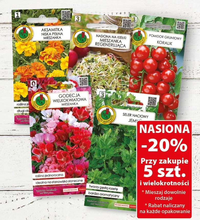 Nasiona -20% przy zakupie 5 szt. i wielokrotności