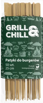 Zdjęcie produktu - Patyki do burgerów Grill&Chill 25cm 50szt