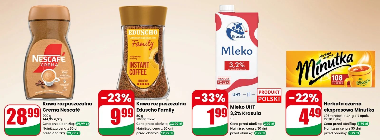 Kawy i mleko teraz taniej w DINO!